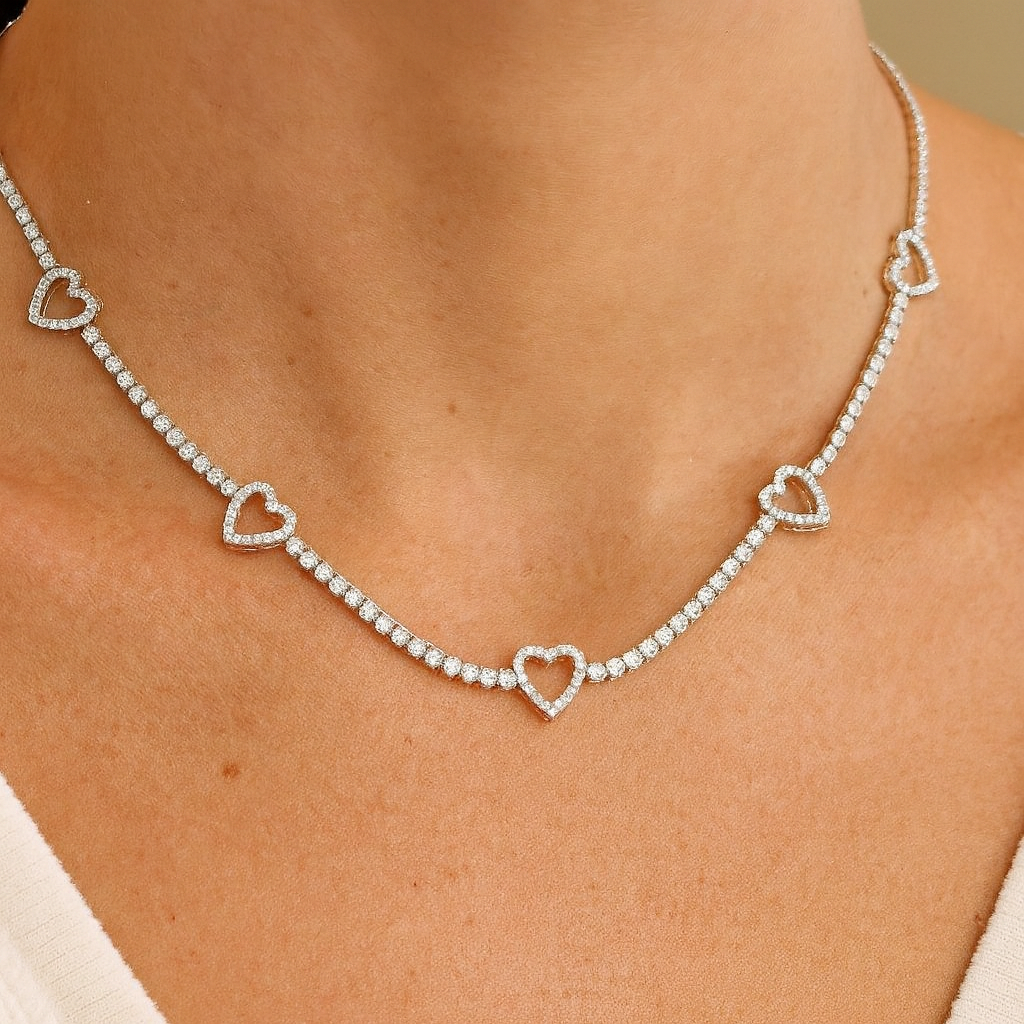 Heart Tennis Necklace
