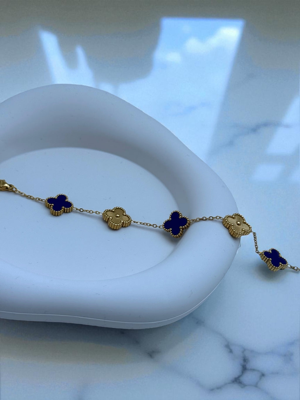 Large Blue-Gold Blossom Bracelet