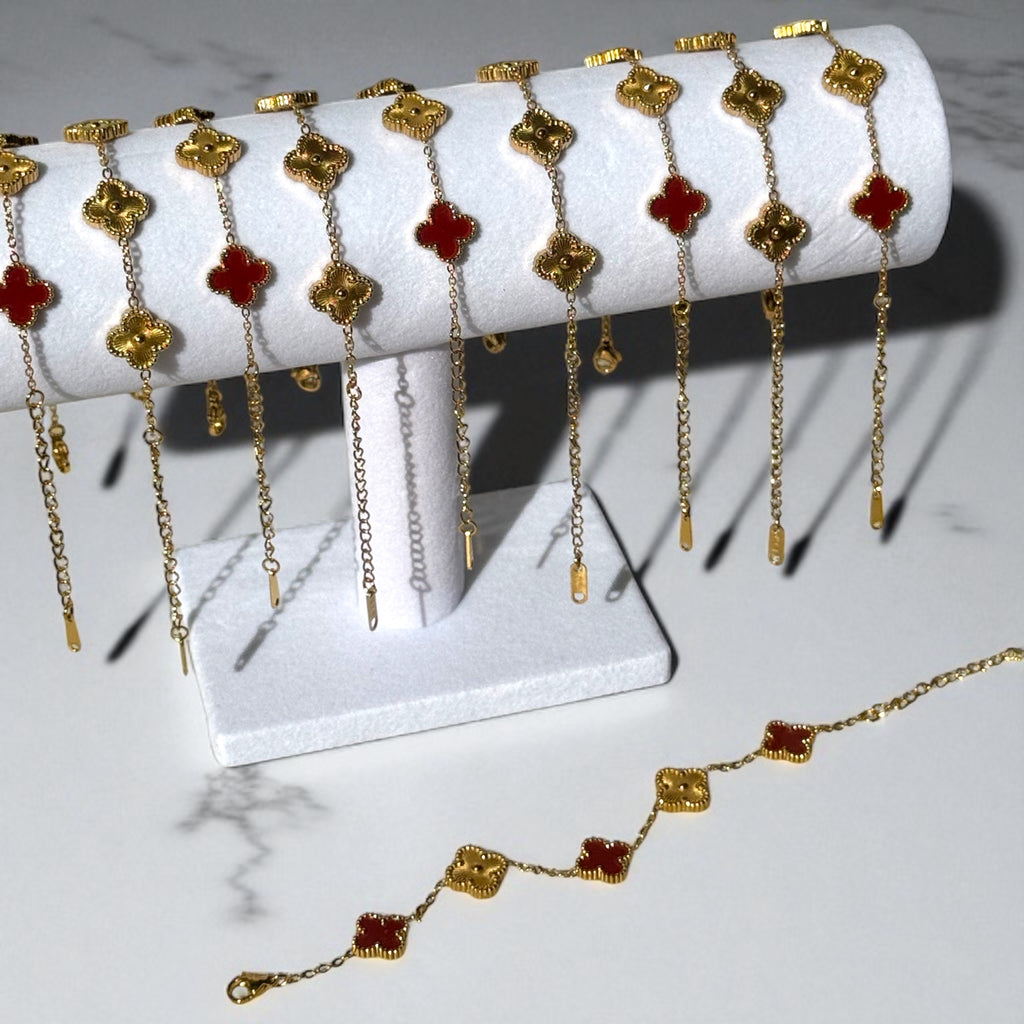 Large Red-Gold Blossom Bracelet