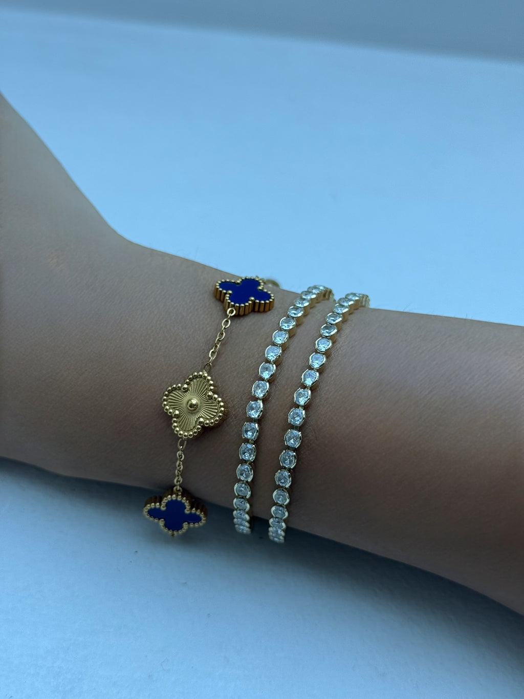 Large Blue-Gold Blossom Bracelet