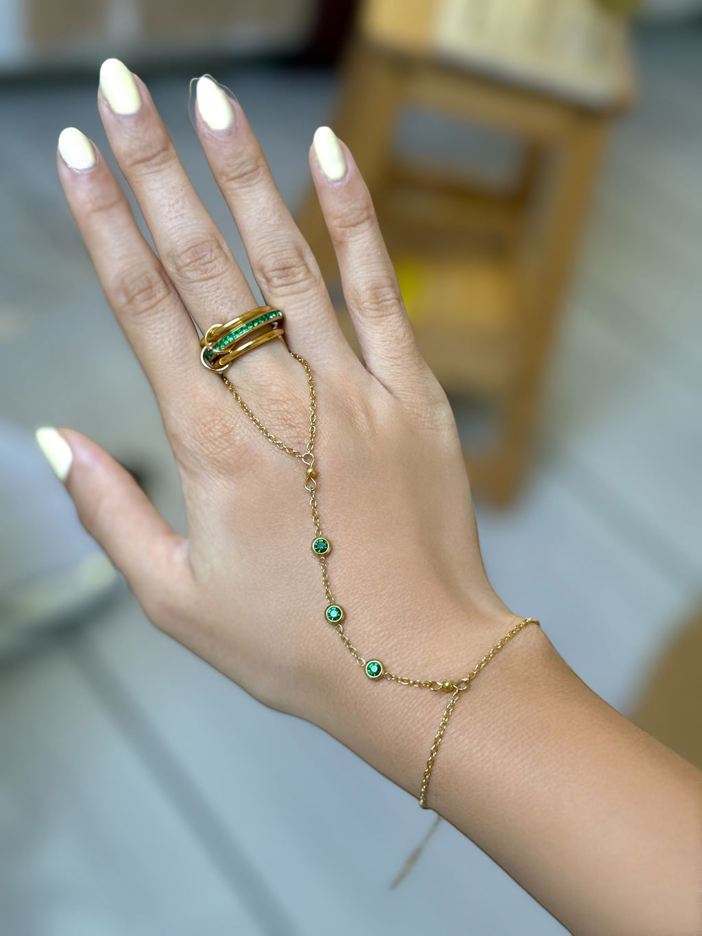 Green Diamond Hand Chain