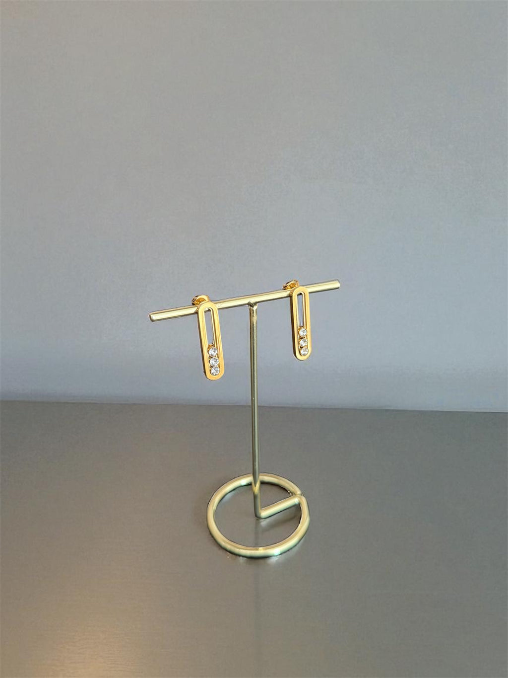 Gold Moving Stone Earring