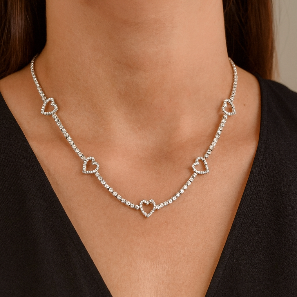 Heart Tennis Necklace