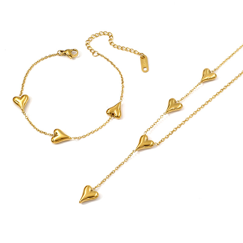 Golden Heart Necklace Set