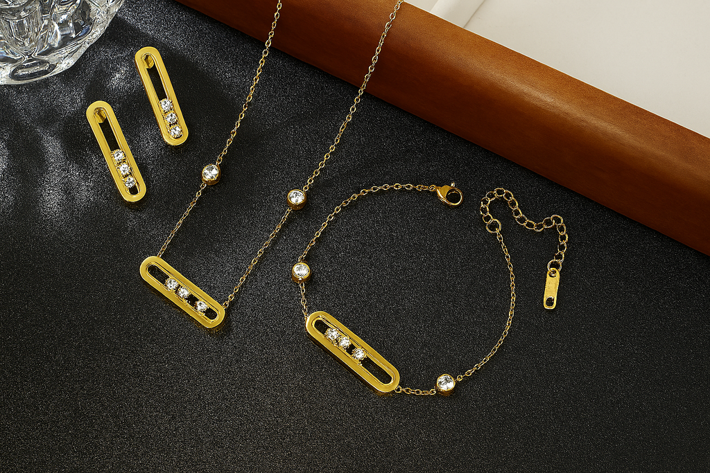 Gold Moving Stone Necklace