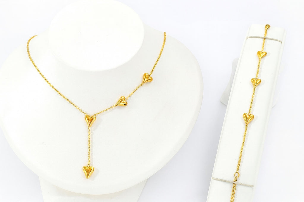 Golden Heart Necklace Set